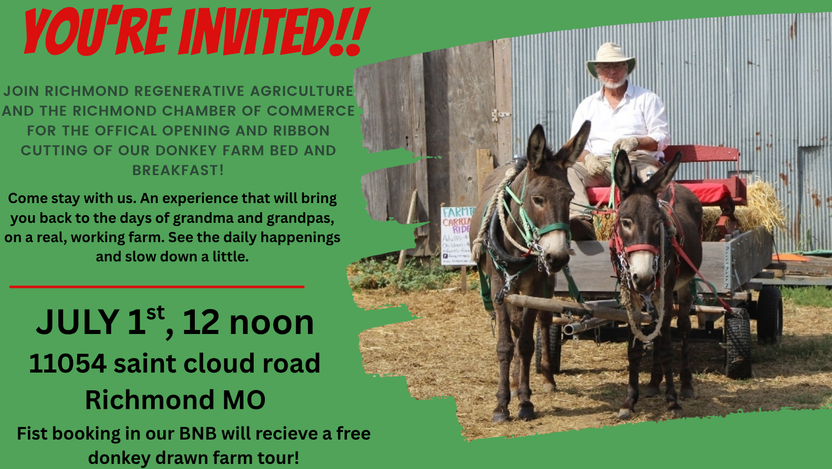 Donkey Farm Bed and Breakfast Ribbon Cutting and Grand Opening
